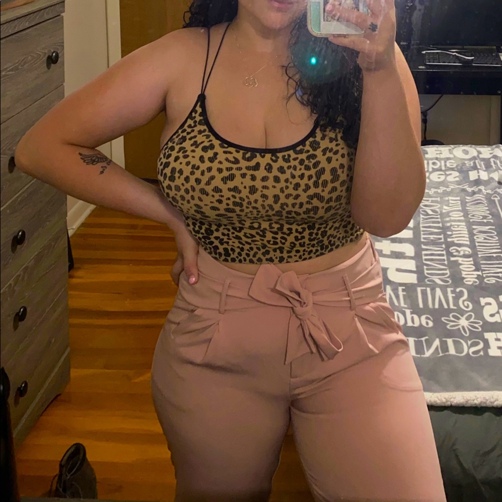 Pink High Waisted Dress Pants